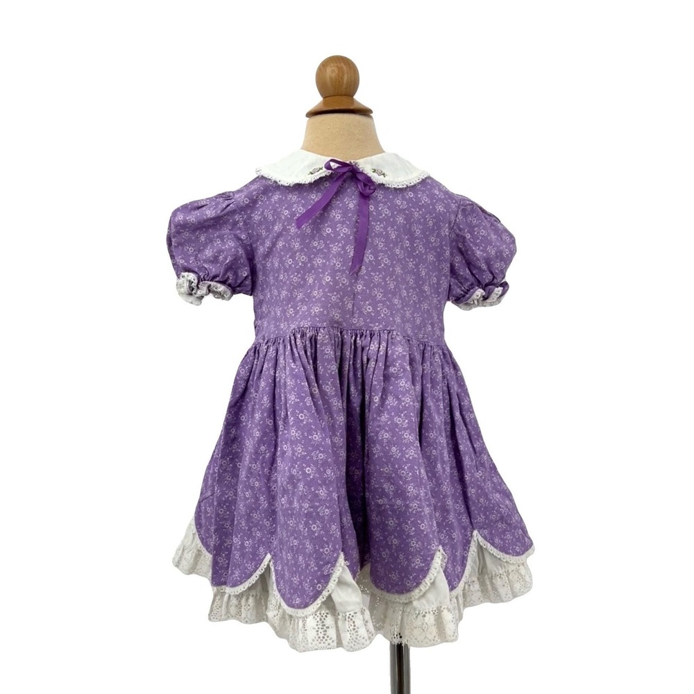 Vintage Girls Dress Full Circle Skirt purple frilly girly party